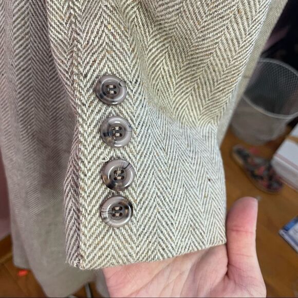 Vintage Plaisir Paris New York Spring Herringbone Wool Coat - Picture 4 of 11